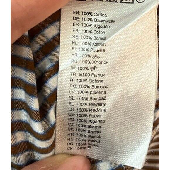 Eton Contemporary Brown Checkered Men's Twill Button Down Dress Shirt Size L - Picture 3 of 5